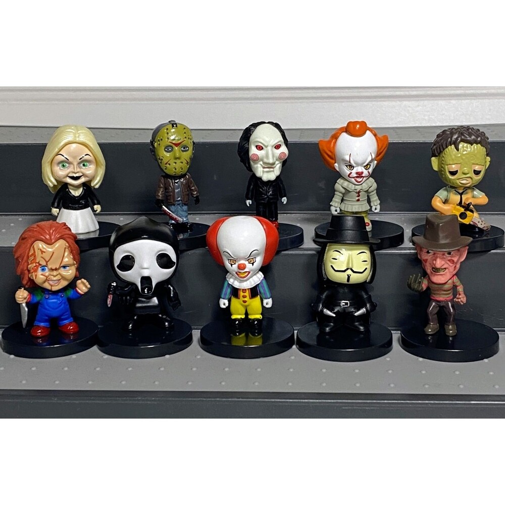 Horror Films Scary Movies Miniature PVC Figures Halloween Cake Toppers 10pc Set